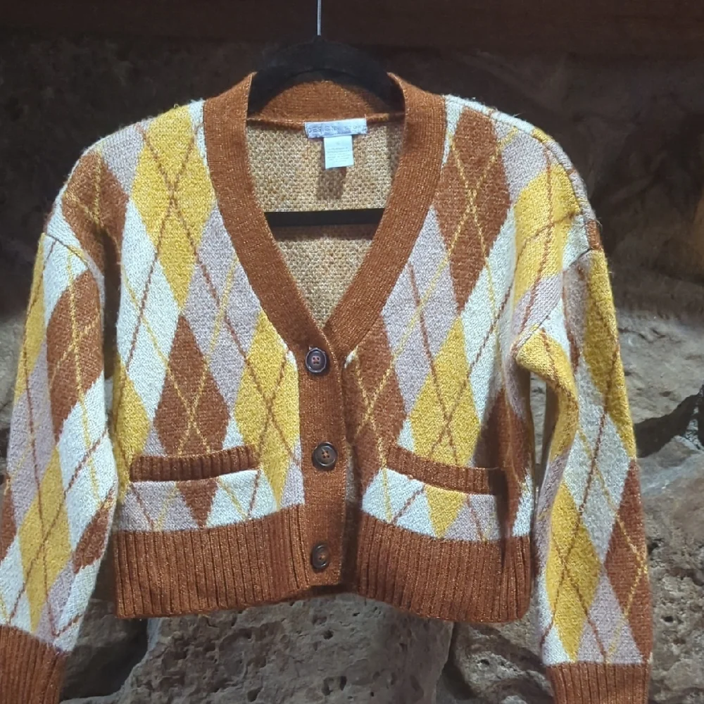 Design History Argyle Cardigan - Brown and Yellow - Picture 1 of 2